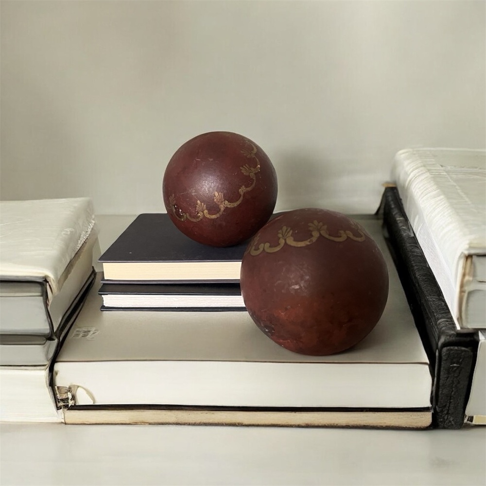 Pier One Vintage 4 Gold & Brown Filigree Decorative Orbs – Set of 4 - Picture 3 of 8